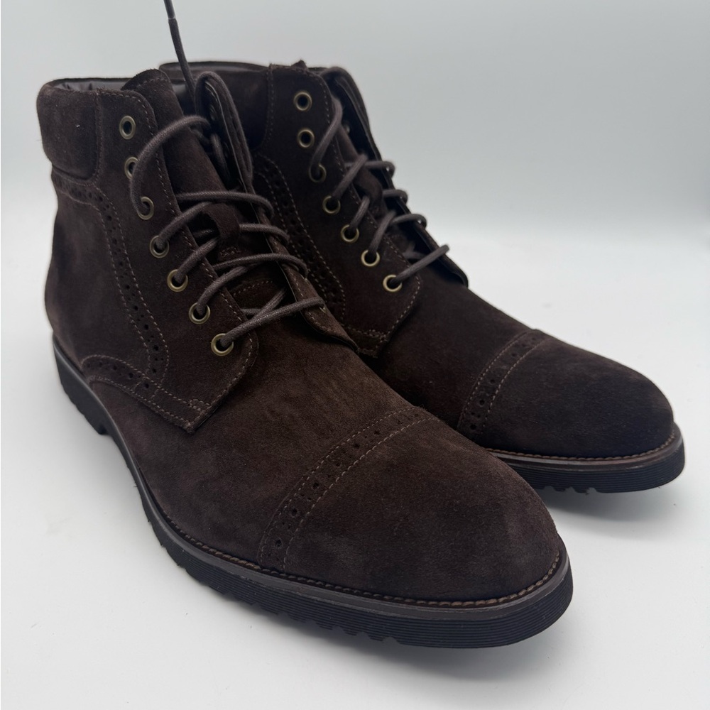 BRAND NEW 14Th & Union Mens Brown Suede Dress Cap Toe Lace Up Boots Sz 8.5 M